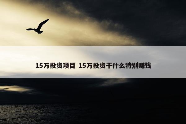 15万投资项目 15万投资干什么特别赚钱