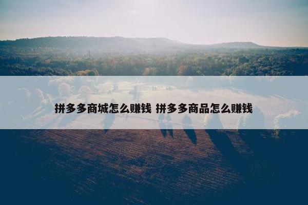 拼多多商城怎么赚钱 拼多多商品怎么赚钱