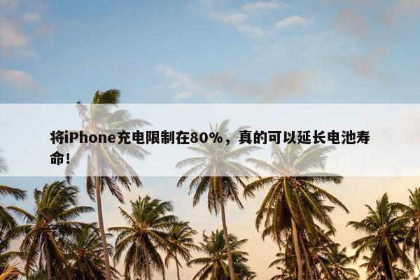 将iPhone充电限制在80%，真的可以延长电池寿命！