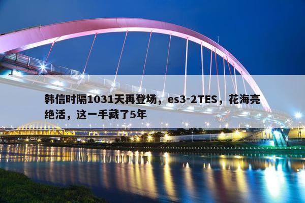 韩信时隔1031天再登场，es3-2TES，花海亮绝活，这一手藏了5年