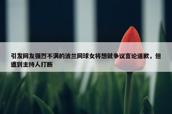 引发网友强烈不满的波兰网球女将想就争议言论道歉，但遭到主持人打断